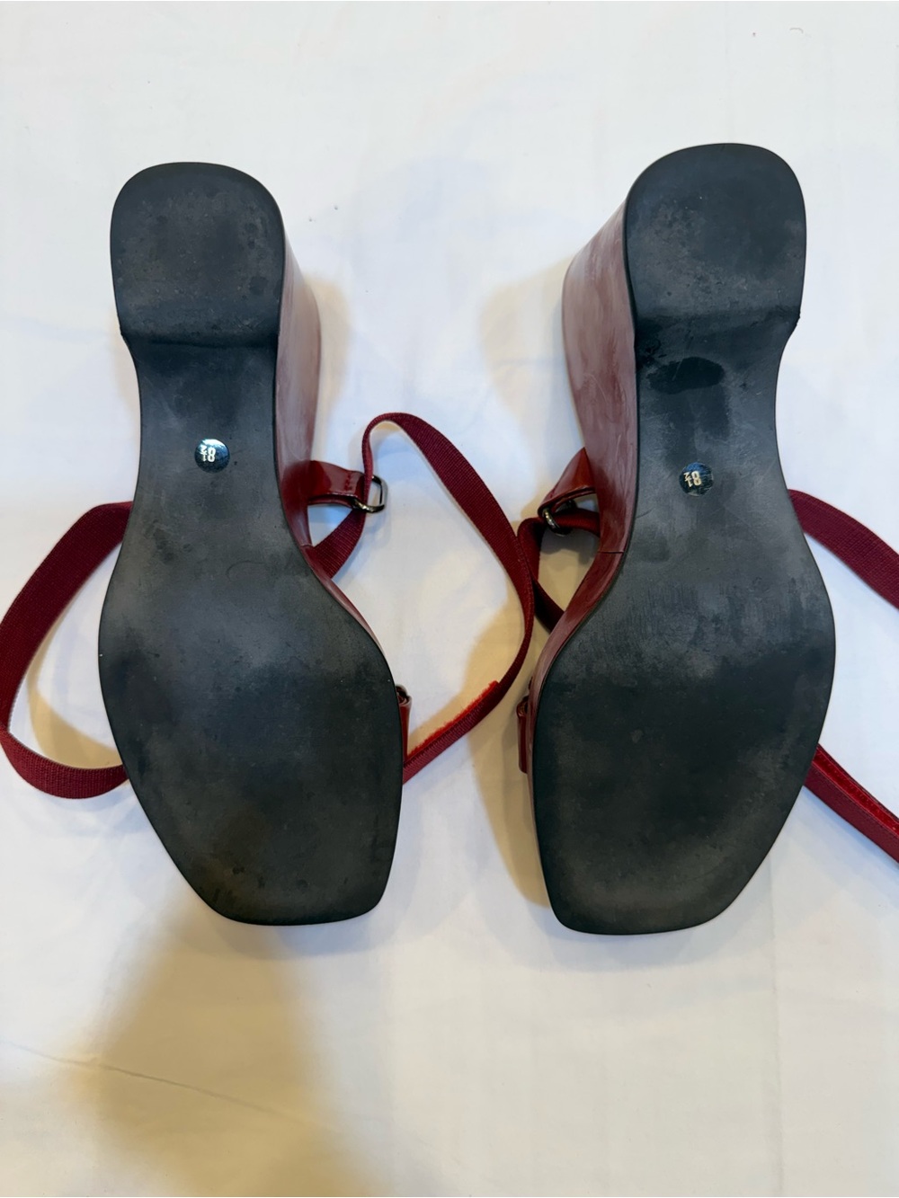 Gucci Burgundy Crisscross Strap Slide Sandals #Y2k - Picture 5 of 6